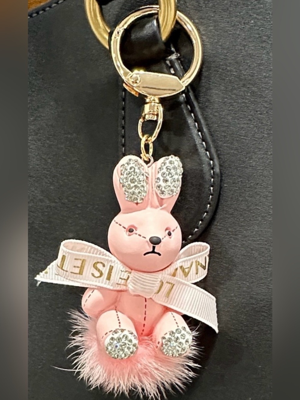 Bag Charm/Key Chain Pink Bunny with Sparkle Ear & Paw Accent! 🌸🐰